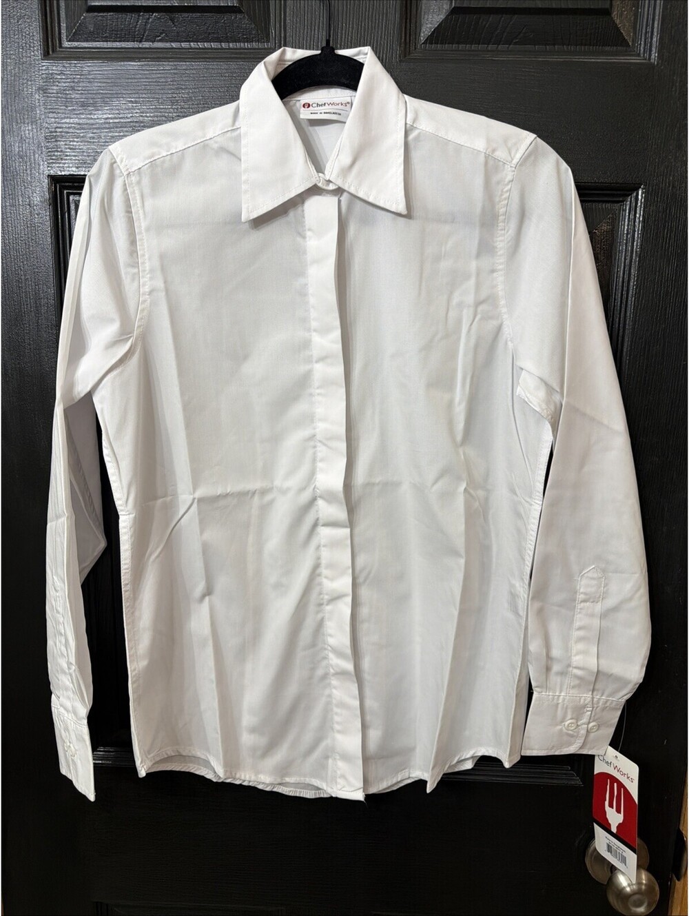 Chef Works Womens Small White Shirt Long Sleeve Button Front Server Lot Of 3 New